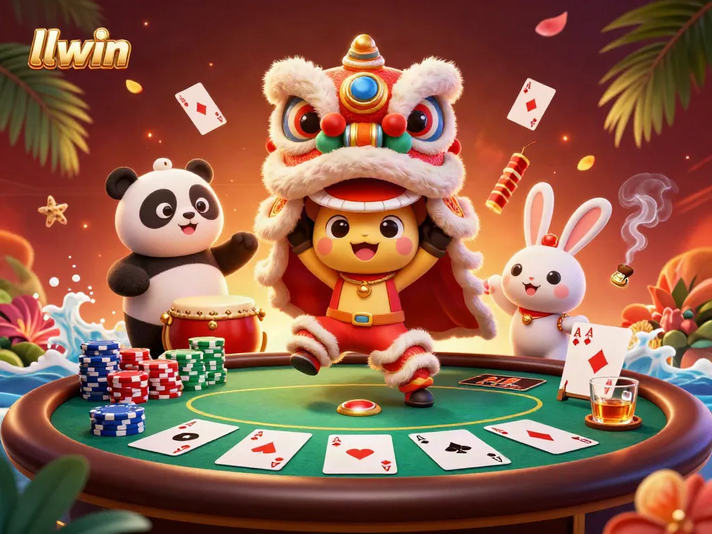 Experience the excitement of llwin as dynamic characters celebrate the joy of casino gaming with poker elements.