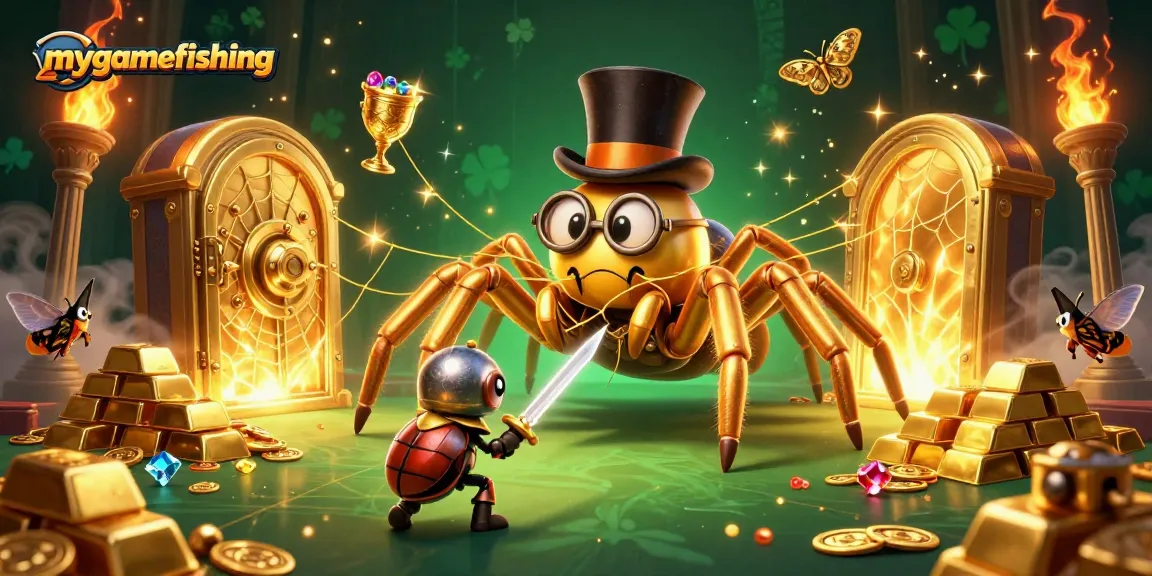 Experience thrilling gameplay at mygamefishing, where golden treasures burst from vaults amidst captivating characters.