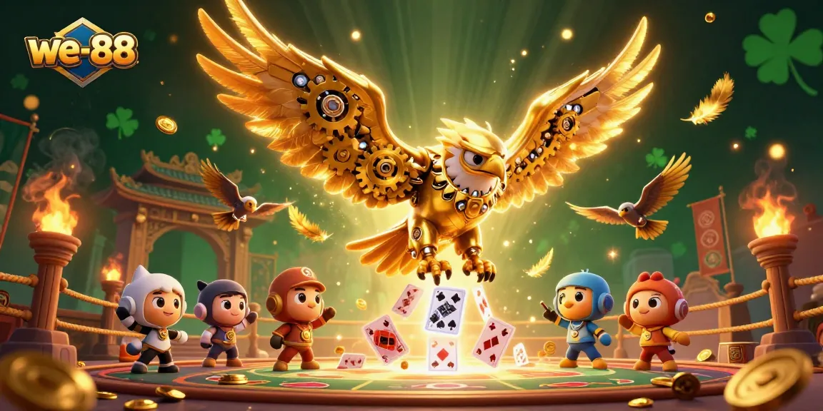 Engage in thrilling gameplay at we-88 with holographic cards and an extraordinary golden eagle.