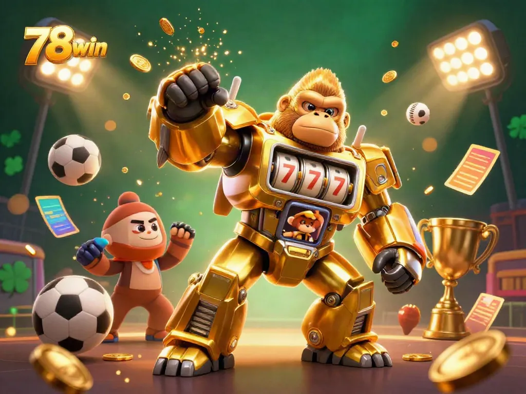Experience thrilling wins with 78win's dynamic gaming scene showcasing exciting sports action and colorful elements.