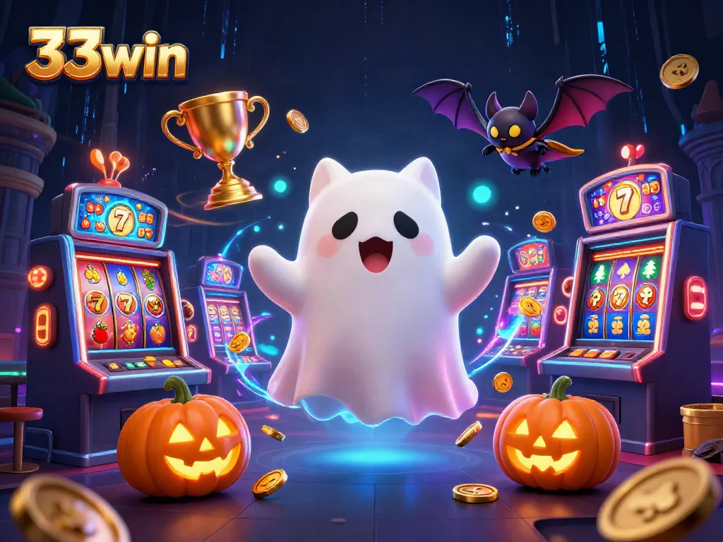Join the action at 33win as the ghost cat and bat explore the haunted casino filled with thrilling slots!