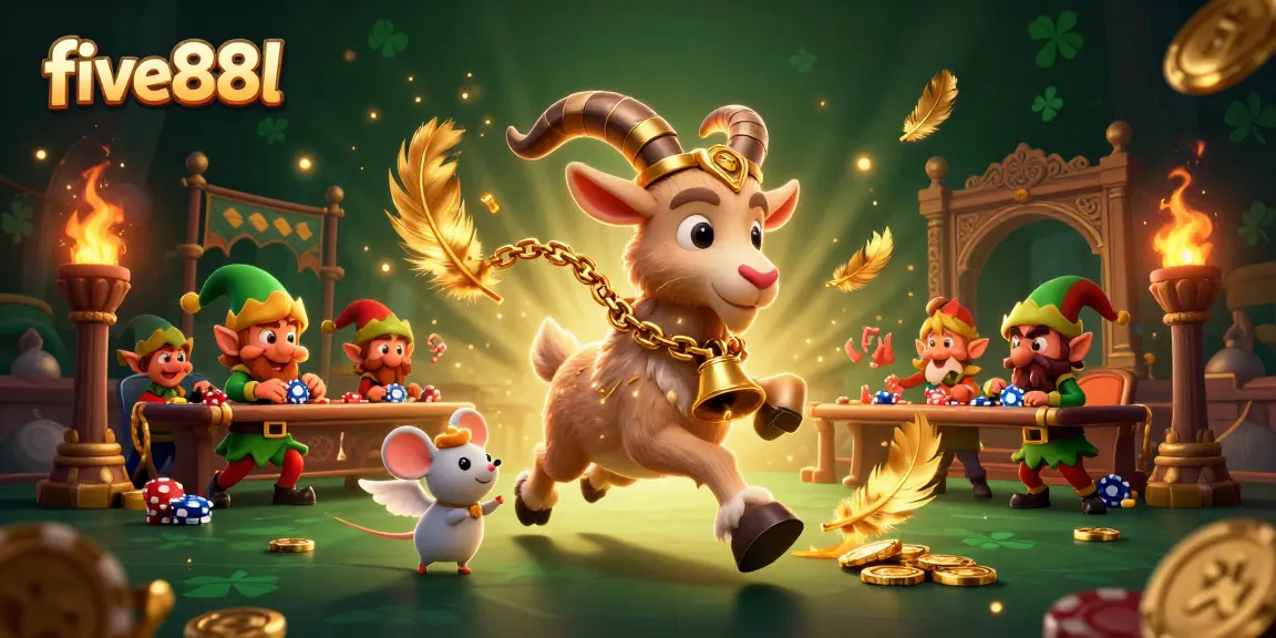 Engaging five88l casino scene with Krampus and playful characters in action.