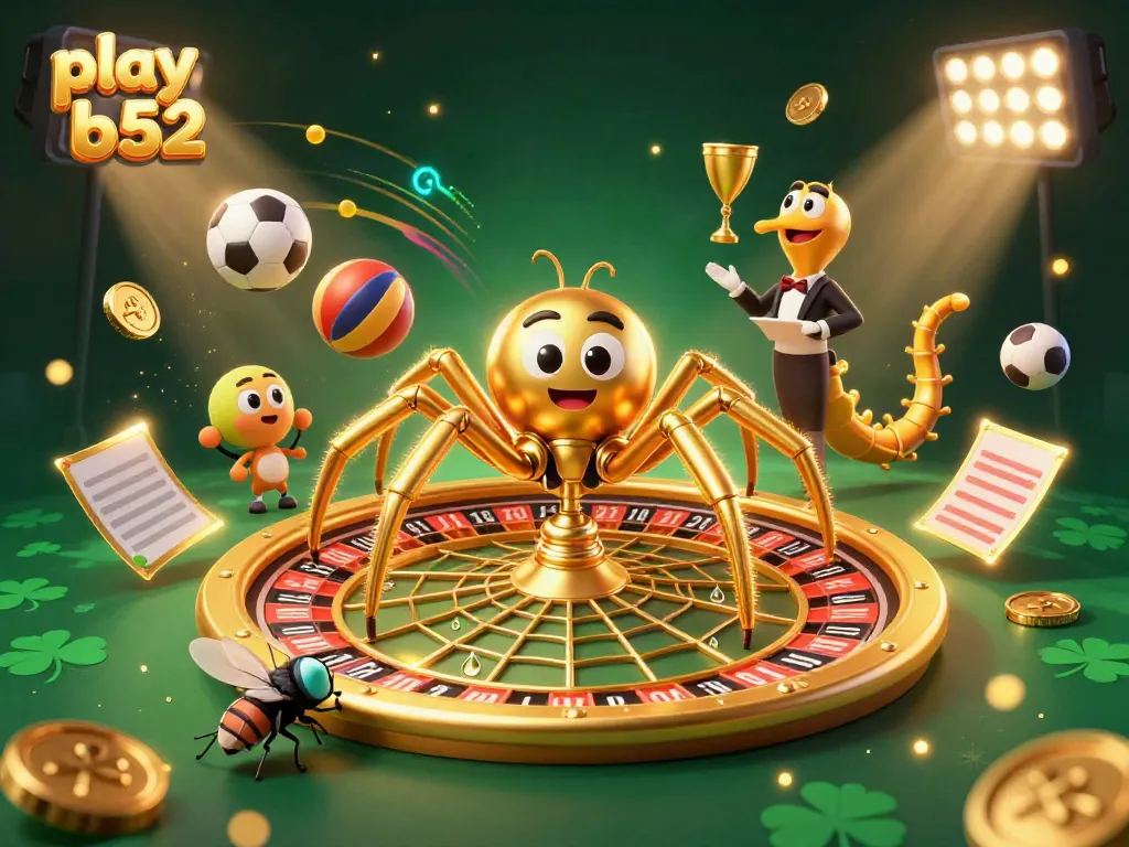 Bet on B52 with exciting 3D elements, including a roulette spider and vibrant betting atmosphere.