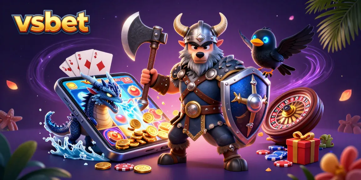 Experience thrilling slots and games with vsbet in an engaging 3D illustration.