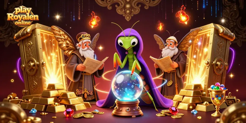 Engage with the excitement as you play Royalen online in this vibrant casino world illustration.