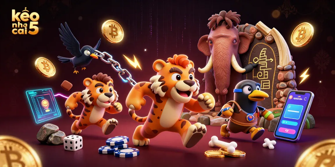Place bets at keo nha cai 5 as colorful characters bring the action of a prehistoric casino to life.