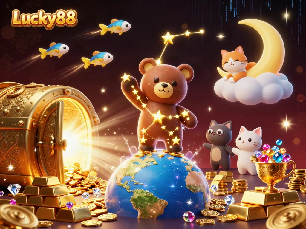 Experience the excitement of Lucky88 with dynamic casino-themed visuals and vibrant characters.