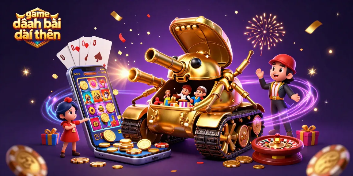 Experience game đánh bài đổi thưởng inside a golden beetle tank casino in a vibrant celebration scene.