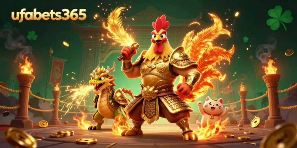 Experience the thrill of ufabets365 with dynamic characters in a vibrant casino battle scene.
