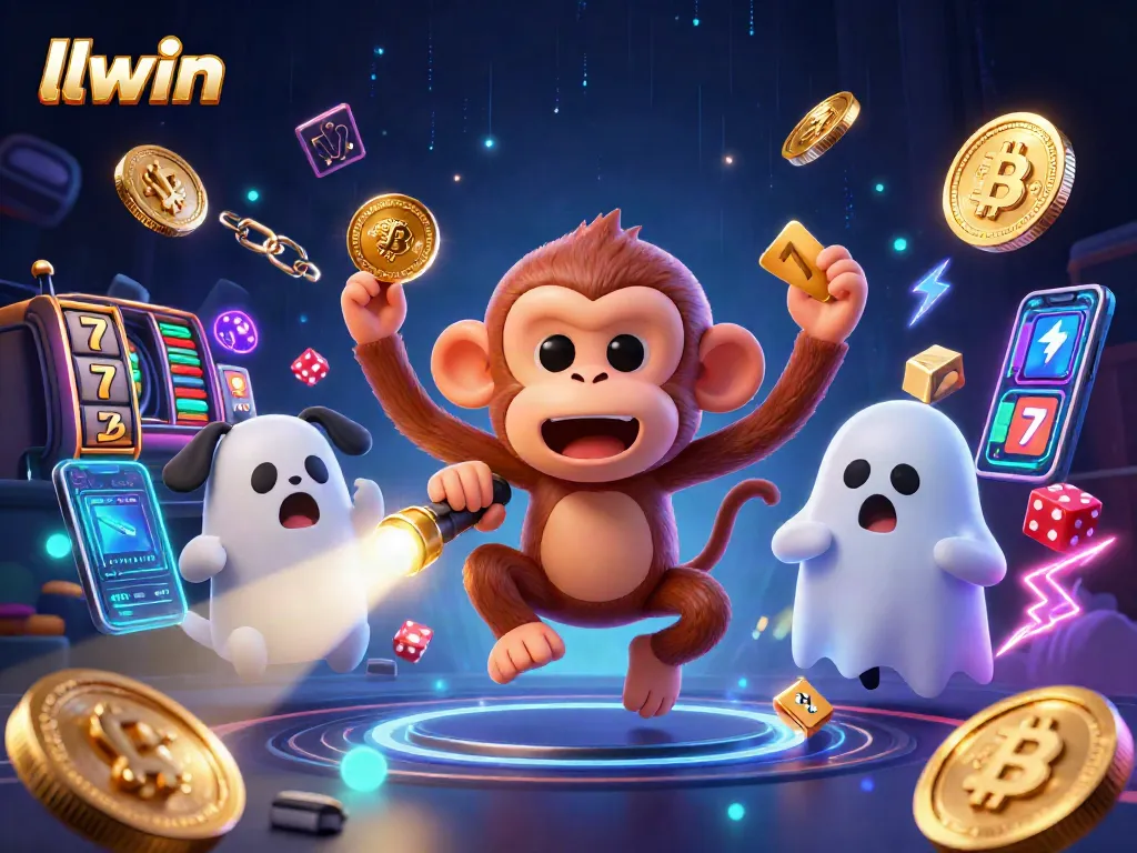 Experience llwin's thrilling atmosphere with a poltergeist monkey juggling and a ghost-hunter puppy in a haunted casino.