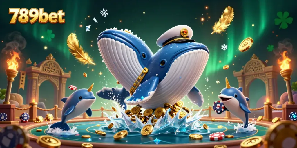 Experience the excitement of 789bet with a vibrant casino scene featuring playful dolphins and symbols of luck.