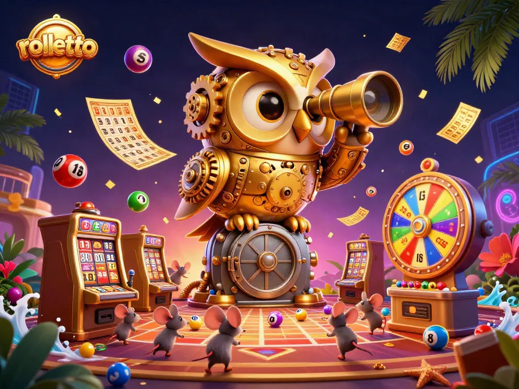 Experience rolletto's thrilling casino scene with colorful characters and dynamic game elements.