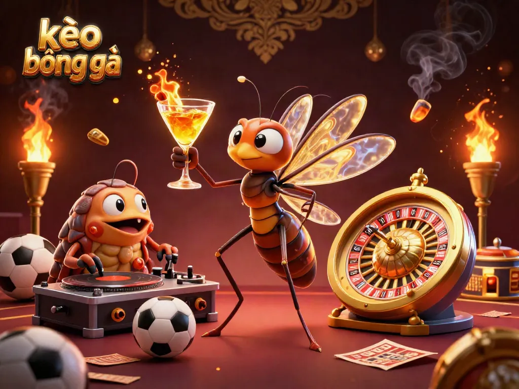 Engaging kèo bóng đá illustration featuring a lively sports betting scene with dynamic characters and elements.