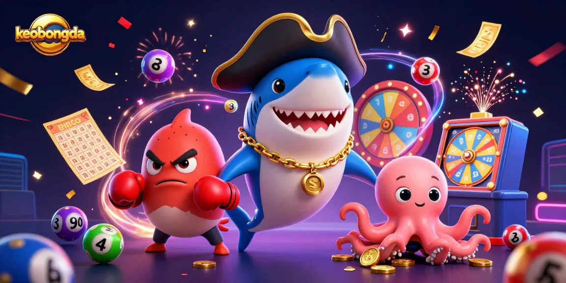 Engage with keobongda's thrilling lottery scene featuring playful characters and exciting game elements.