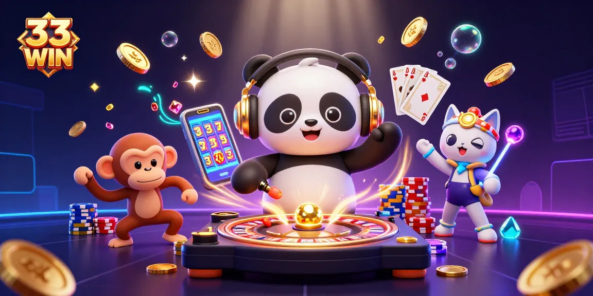 Join the fun with 33 WIN as pulsating lights and vibrant characters light up the casino experience.