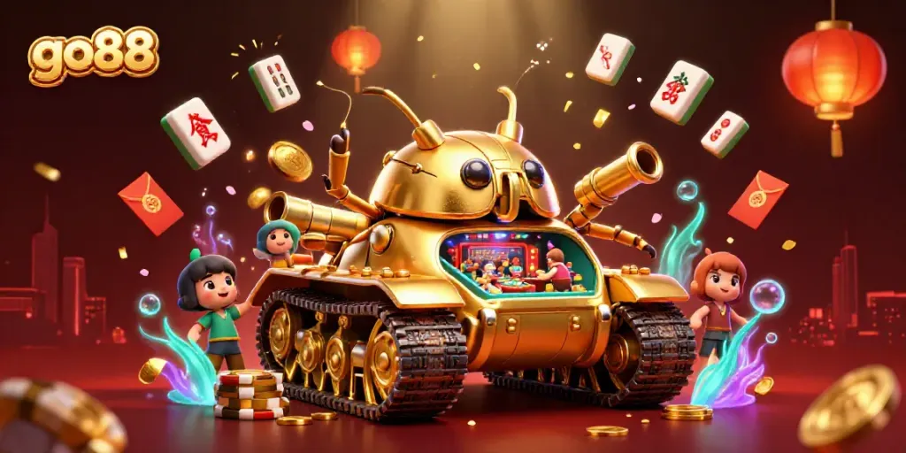 Experience the excitement of go88 in this vibrant 3D casino scene filled with fun and rewards.