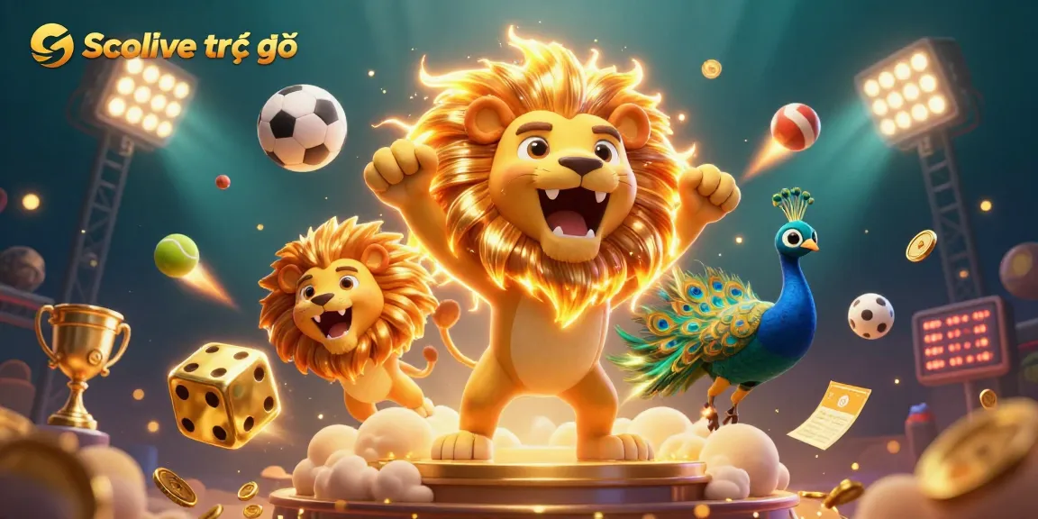 Experience Socolive trực tiếp with exciting sports elements and vibrant 3D visuals in a dynamic gambling scene.