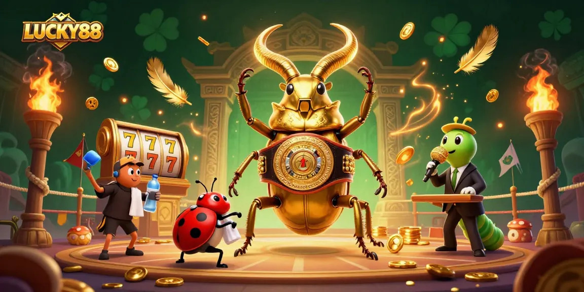 Experience LUCKY88's vibrant gaming atmosphere with a dynamic 3D illustration of casino elements.