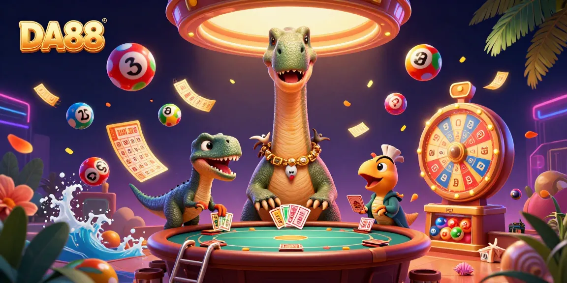 Engage with exciting lottery and gambling elements in this dynamic DA88 casino illustration.