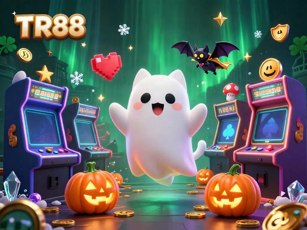 Play exciting games and win at TR88, illustrated with dynamic casino-themed characters.