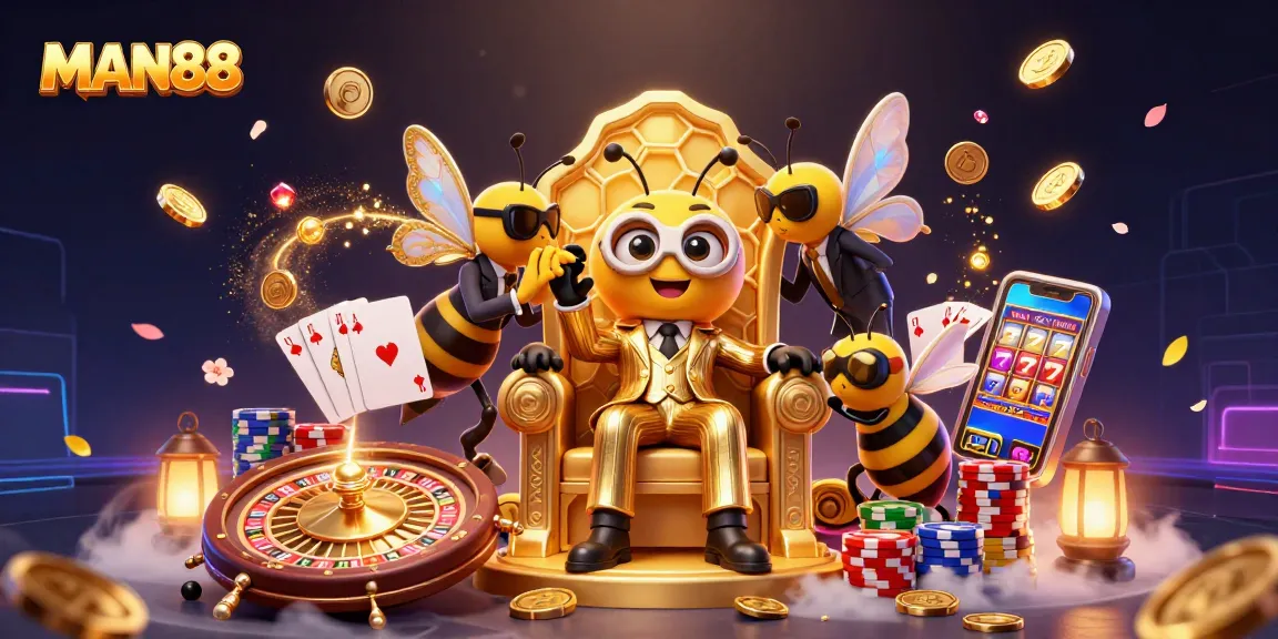 Experience thrilling gaming with MAN88 in this vibrant, dynamic casino scene.