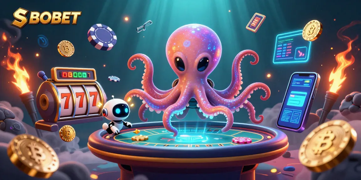 SBOBET offers interactive online gaming experiences with an alien octopus at a poker table.
