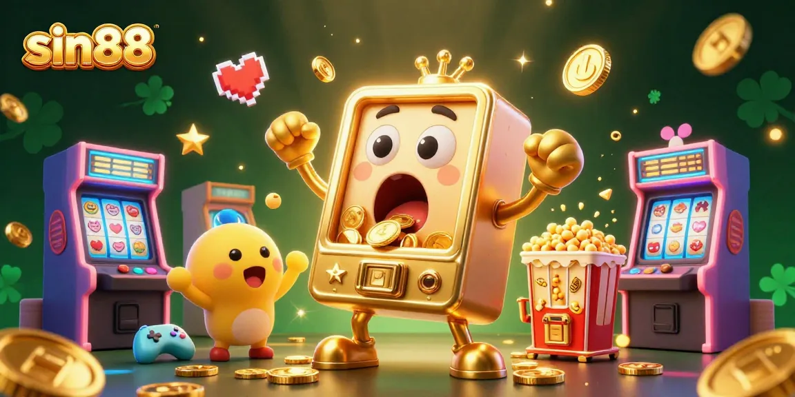 Spin to win with sin88 as vibrant slot machines celebrate a jackpot victory in a lively casino scene.