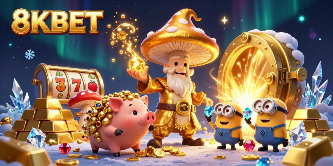 Experience thrilling wins at 8KBET with a magical scene of treasure and casino excitement.
