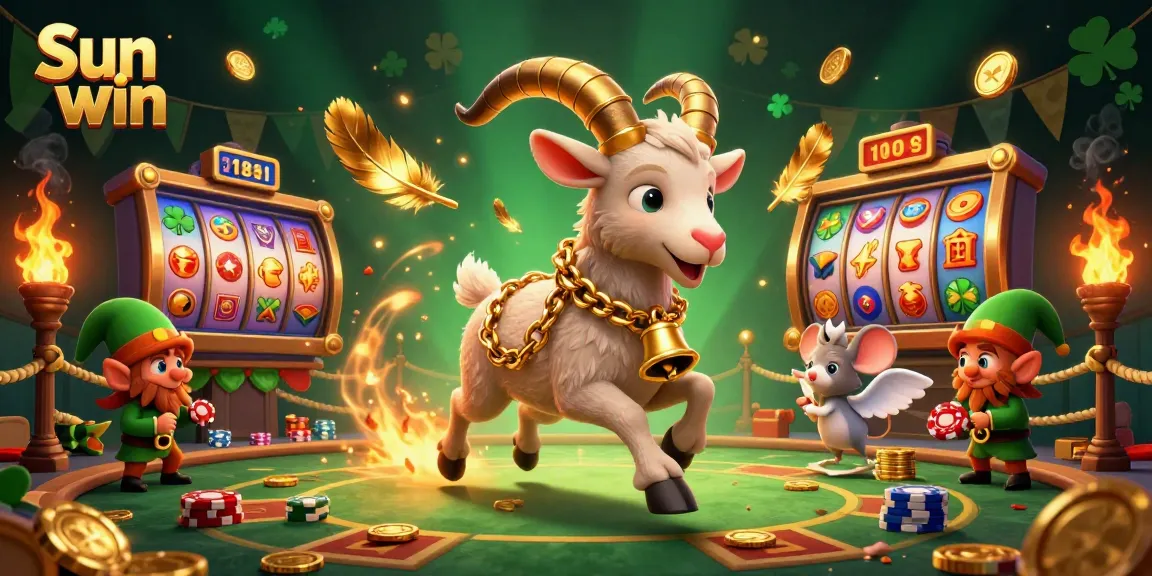 Experience thrilling spins and jackpots at Sun win's lively online casino with festive characters stealing poker chips.
