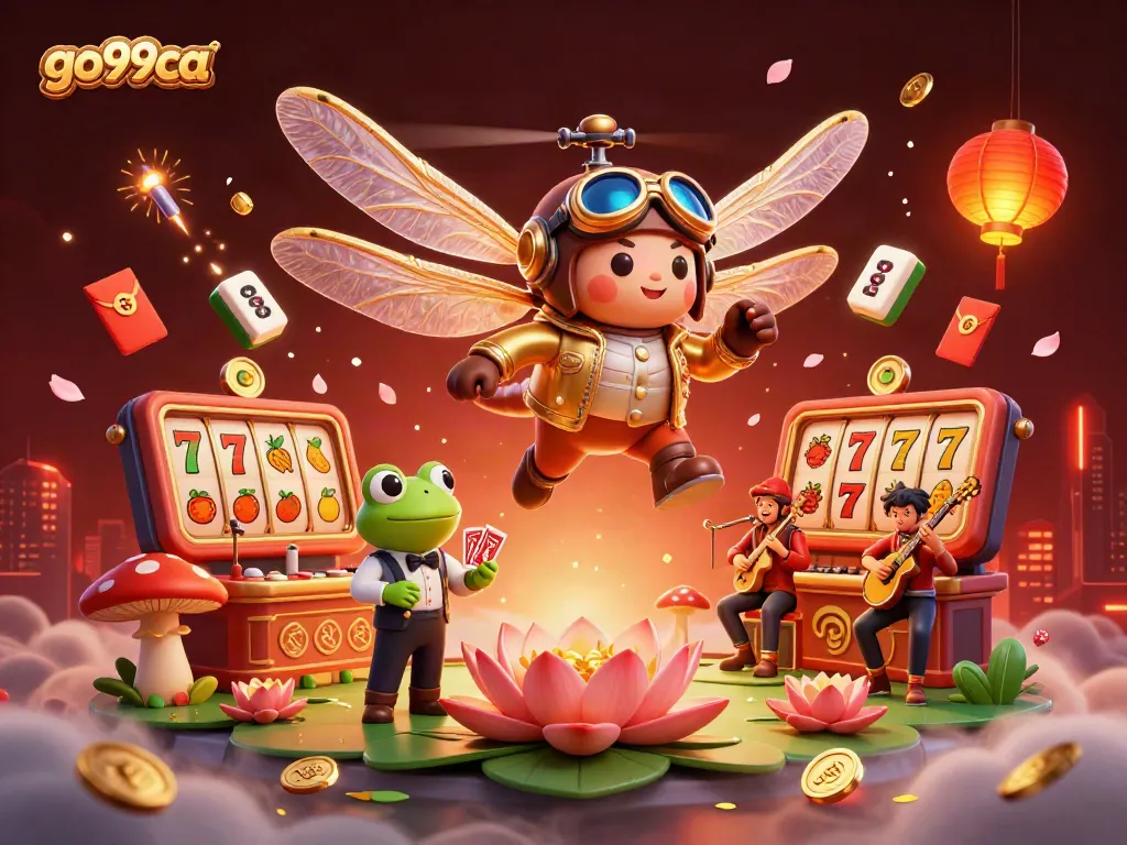 Experience go99ca with vibrant casino action and cartoon characters in a lively digital scene.