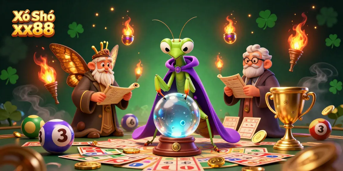 Engage with Xổ Số xx88 lottery themes through captivating 3D illustrations featuring fortune tellers and lucky numbers.