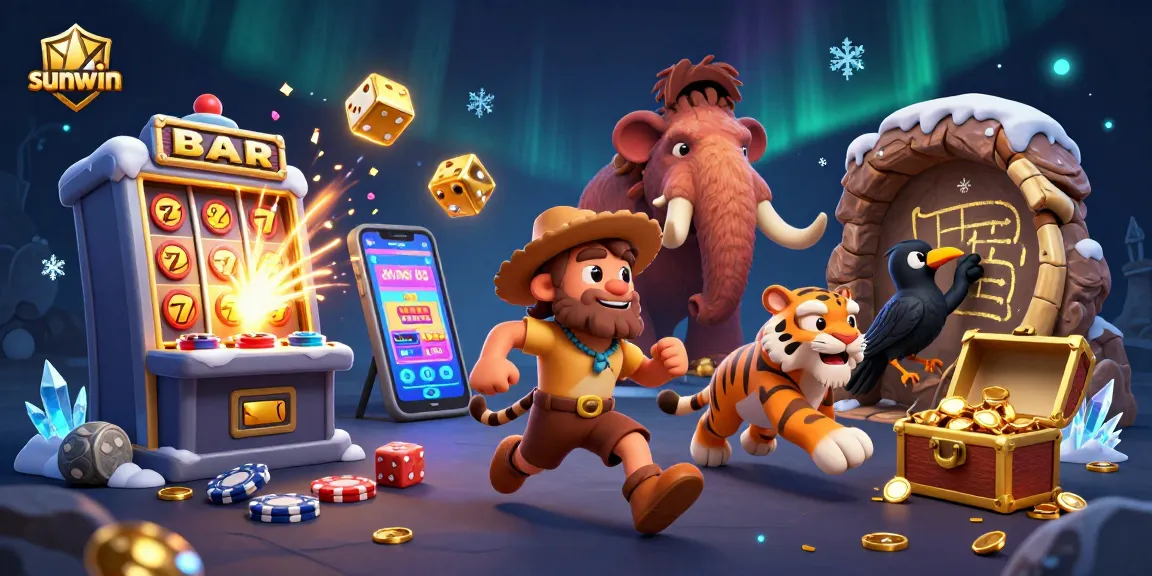 Experience the thrill of winning at sunwin's dynamic casino with vibrant 3D artwork.