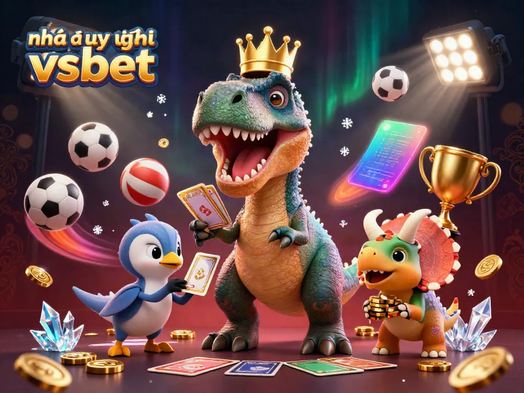 Engage in thrilling gameplay at nhà cái uy tín vsbet with a vibrant 3D casino scene showcasing colorful card games and sports betting elements.
