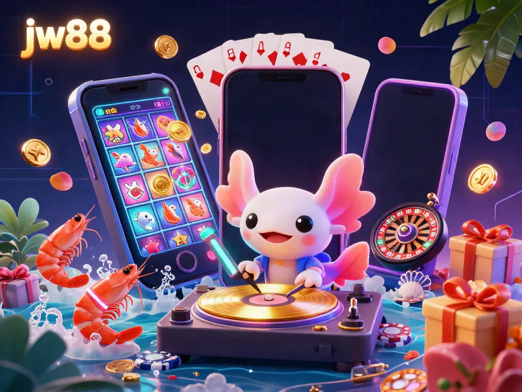 Experience thrilling gameplay at jw88 with a lively 3D scene featuring vibrant casino elements and exciting characters.