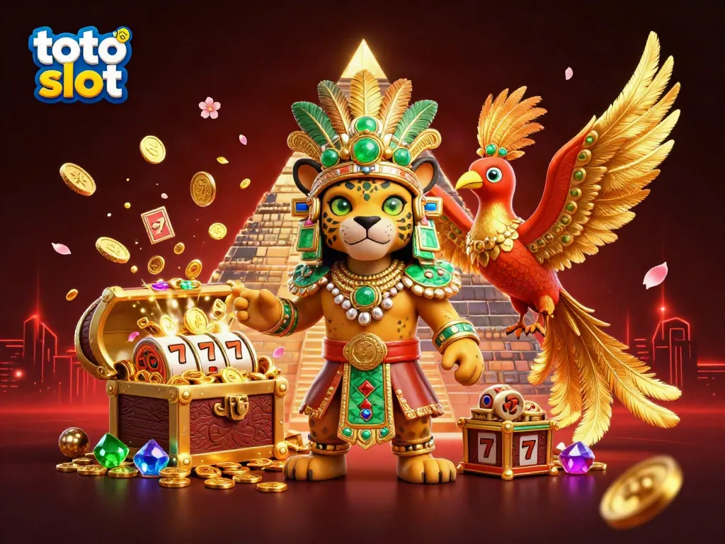 Experience the thrill of toto slot with vibrant 3D gaming elements and vivid characters in a dynamic casino scene.