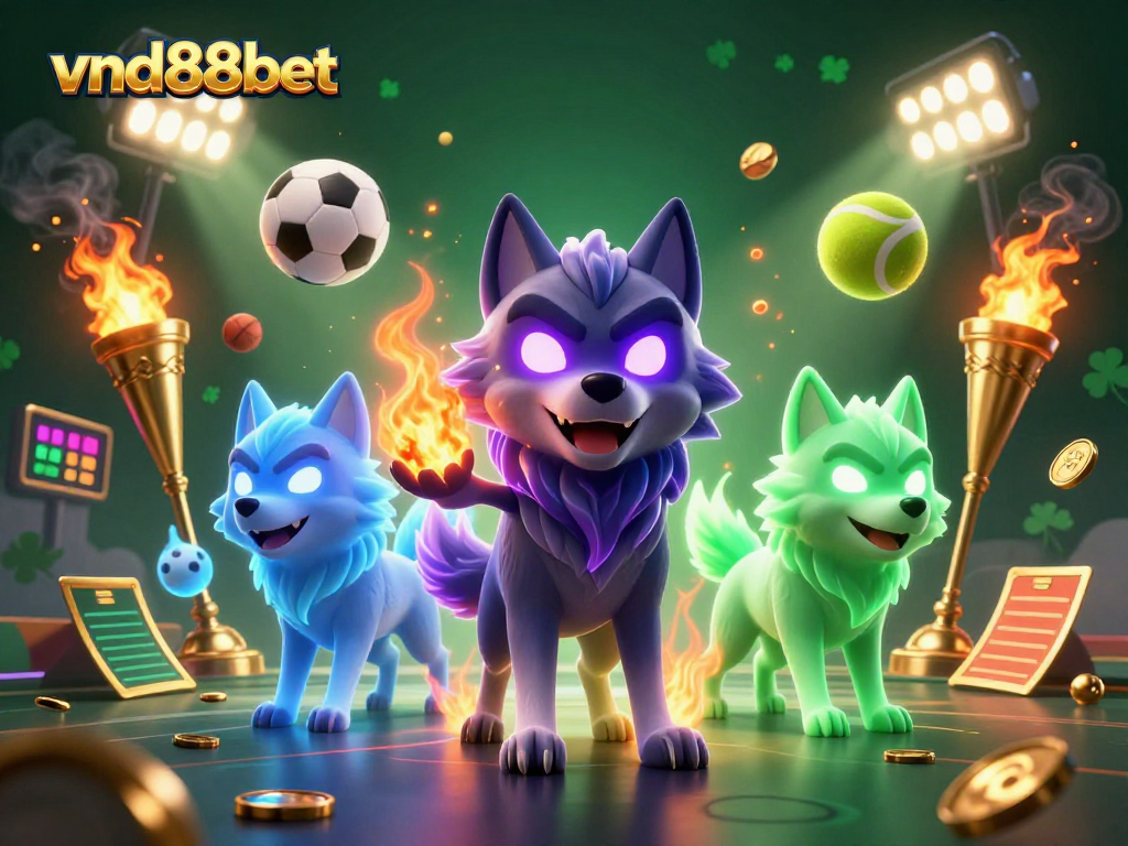 Engage with vnd88bet's competitive gambling elements in an action-packed 3D scene of sports excitement.