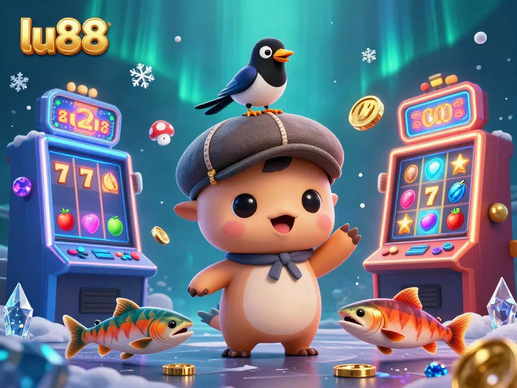 Experience thrilling gameplay with lu88's lively characters in a vibrant casino-themed scene.
