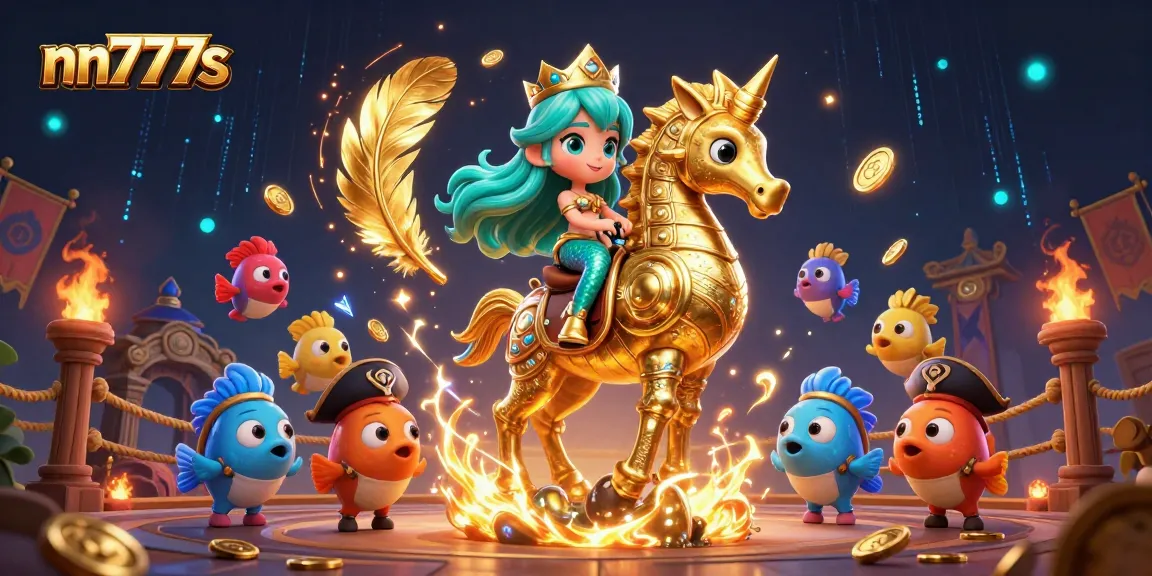 Enjoy thrilling gameplay with nn777s in a colorful underwater casino scene featuring a mermaid princess and adventurous fish.