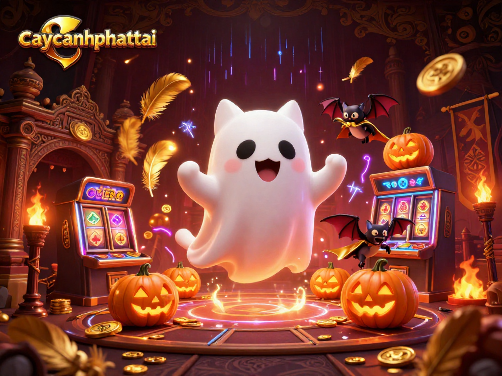 Experience the thrill of caycanhphattai in this dynamic haunted casino scene with vibrant characters and elements.