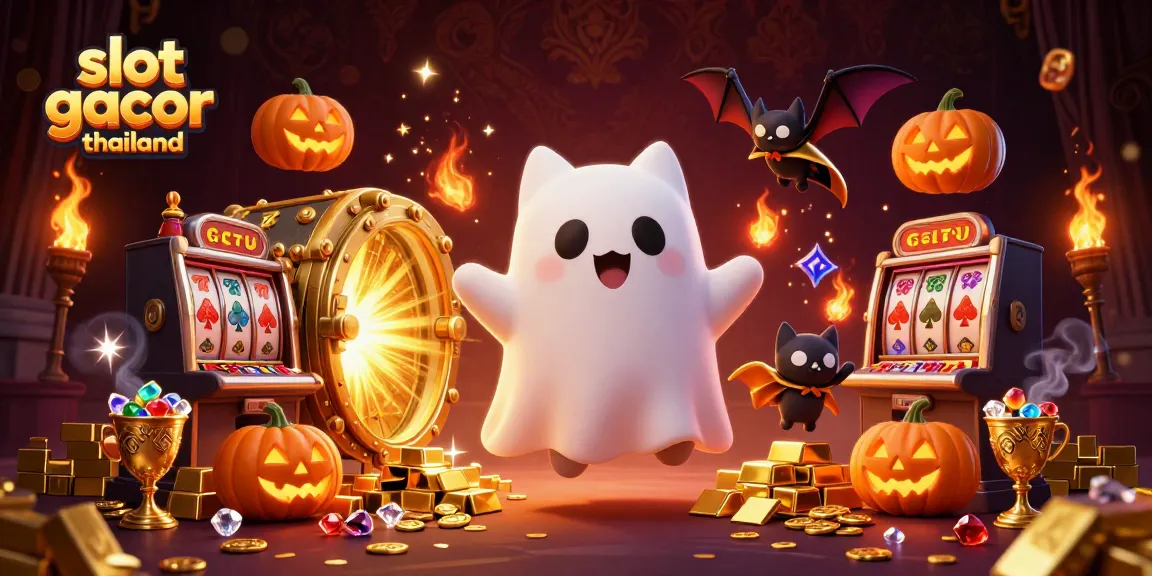 Experience the excitement of slot gacor thailand with vibrant characters in a haunted casino mansion.