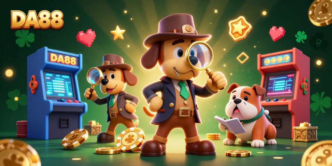 Engage with DA88's casino charm in a vibrant scene filled with treasures and gaming elements.