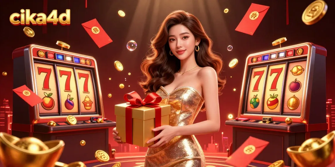 Engage with cika4d's vibrant Lunar New Year casino scene featuring a welcoming Asian woman with golden coins.