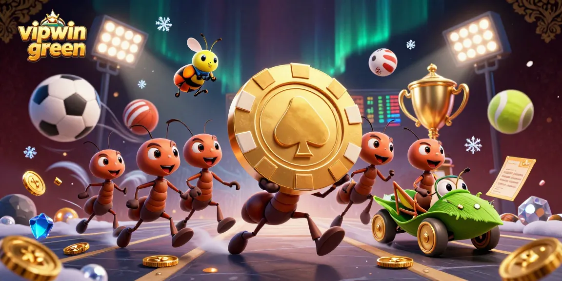 Experience the excitement of vipwin green as ants embark on a gold heist, blending gambling thrill and playful artistry.