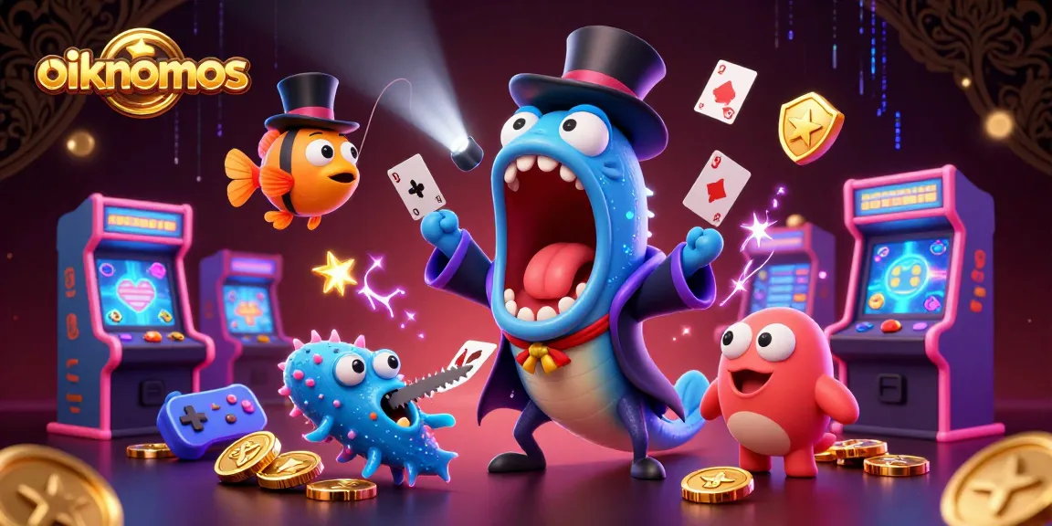 Experience the thrill at oikonomos casino with magical card tricks and vibrant game elements.