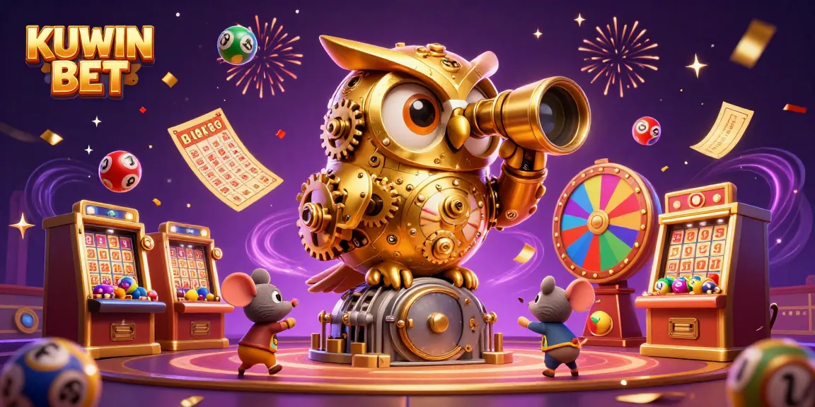 Engage with exciting KUWIN BET gameplay featuring a golden owl and vibrant casino elements.
