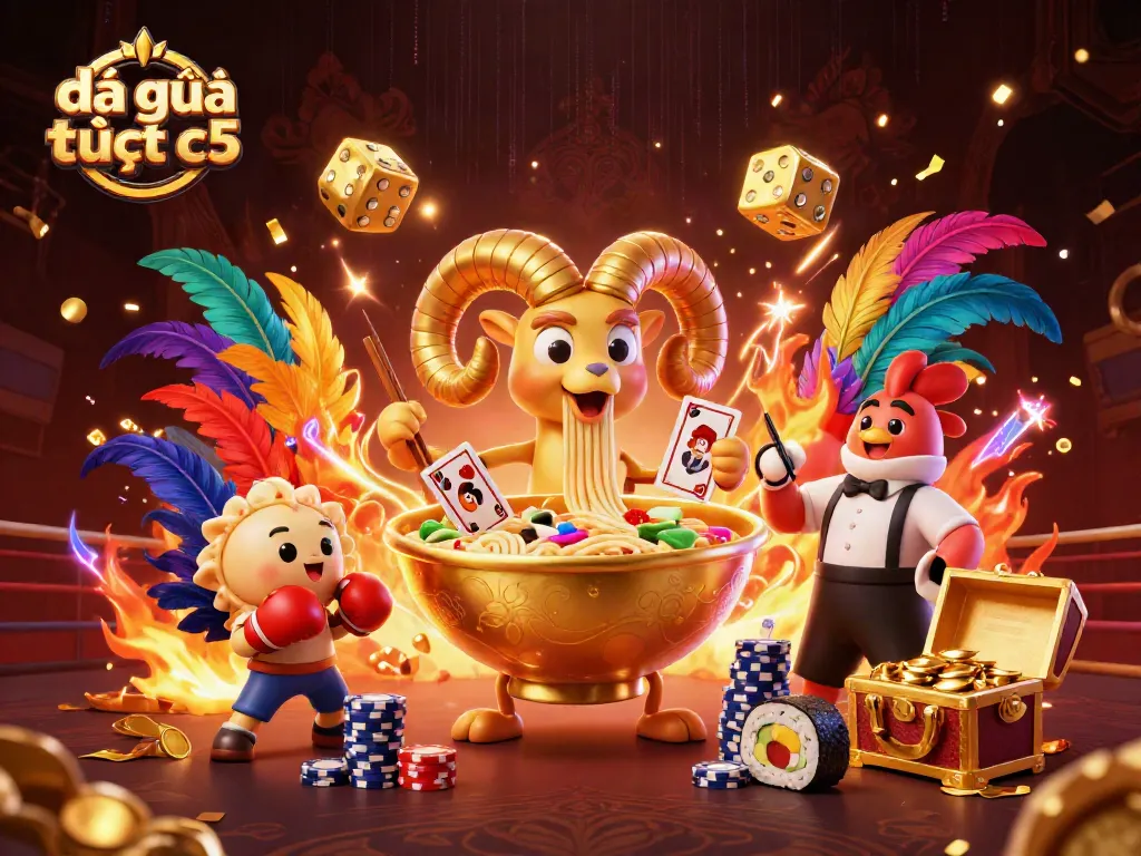 Watch exciting đá gà trực tiếp c5 action unfold in a vibrant, colorful illustration.