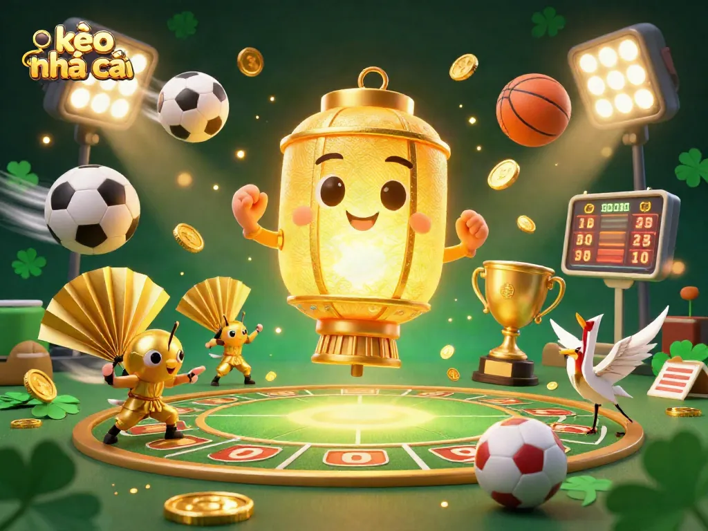 Engage with kèo nhà cái in an exciting sports betting casino scene featuring dynamic sports elements.