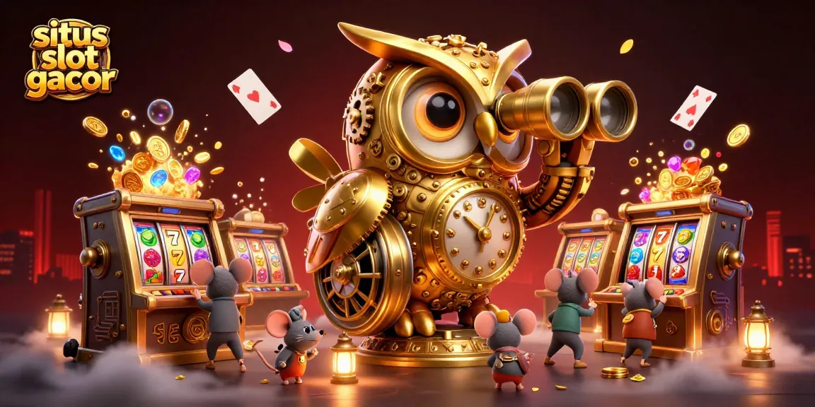 Engage in situs slot gacor adventures with vibrant 3D casino illustration showcasing playful characters and dynamic elements.
