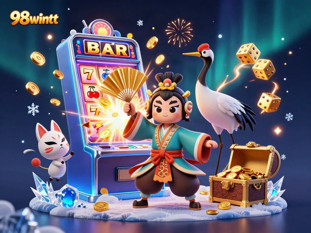 Experience thrilling gaming action with 98wintt's vibrant slot machine and festive atmosphere.