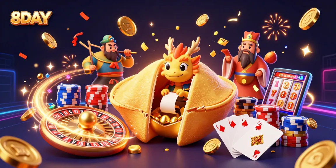 Experience winning thrills at 8DAY with dynamic gaming elements and vibrant casino visuals.